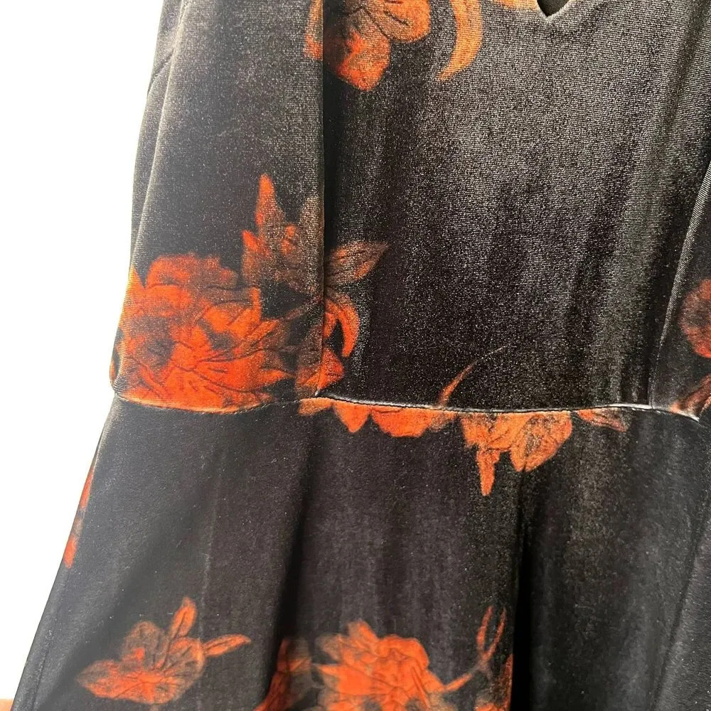Venus Black Velvet Floral Keyhole Neck Sleeveless Dress Size Small - Picture 4 of 8